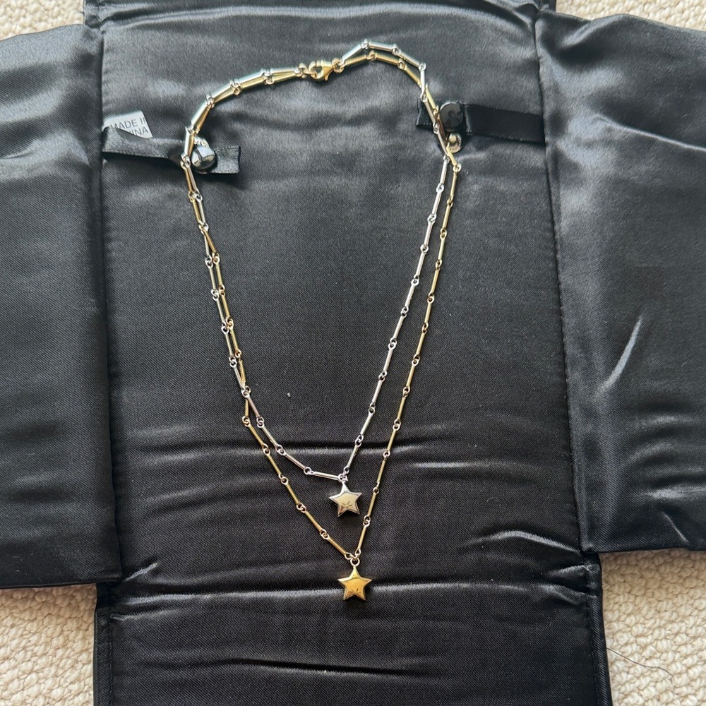 Two-Tone 14K Gold Star Layered Necklace - Women Jewelry